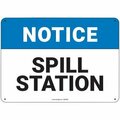 Pig PIG Notice Spill Station Sign 10" x 7" Aluminum 10" L x 7" H SGN2028-7X10-ALM